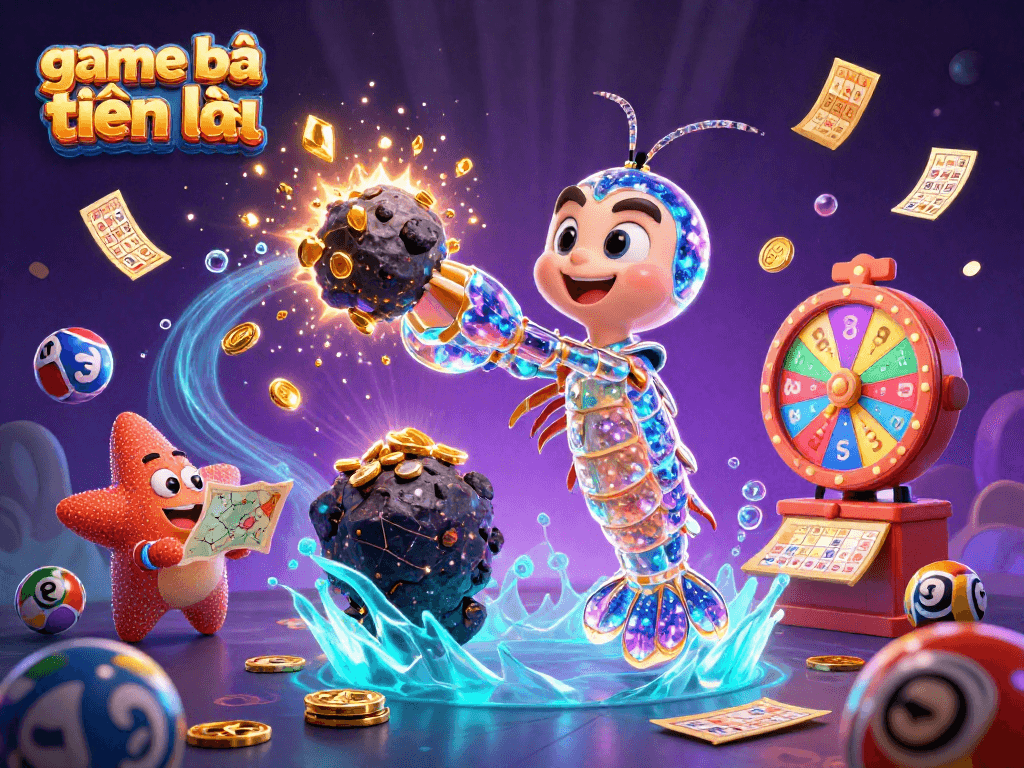 Experience game bài tiến lên with vibrant galactic characters and dynamic casino elements in an exciting scene.