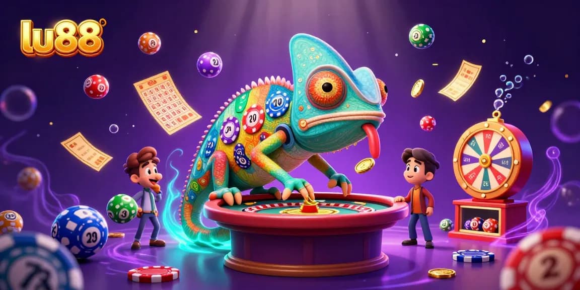 Experience the excitement of lu88 with a colorful chameleon casino owner and dynamic game elements.