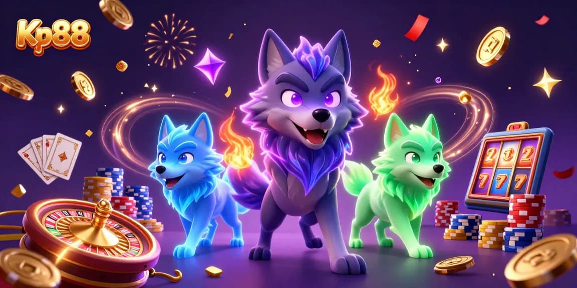 Kp88 offers thrilling slots action with captivating ghostly wolves in an enchanting casino scene.