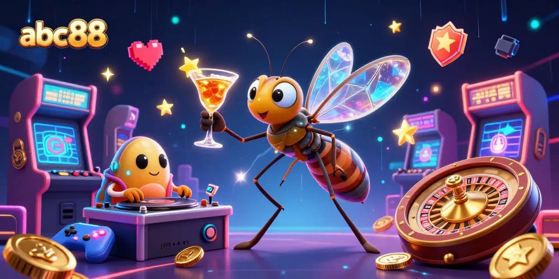 Experience excitement with abc88 as a casino mascot and vibrant game elements in a thrilling environment.