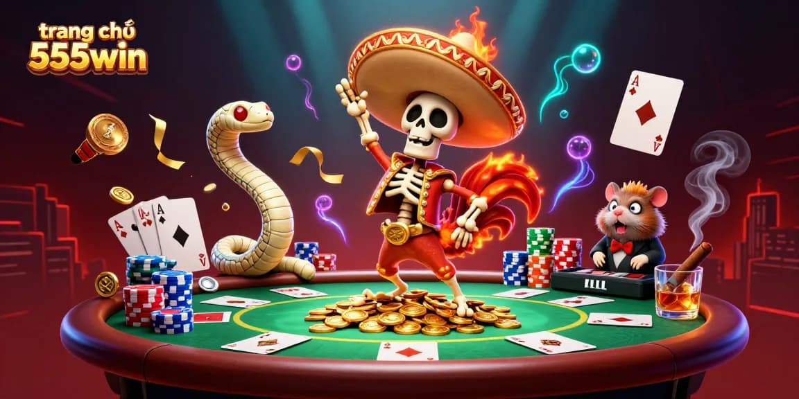 Experience the excitement of trang chủ 555win with a lively 3D casino scene featuring vibrant characters and rich game elements.
