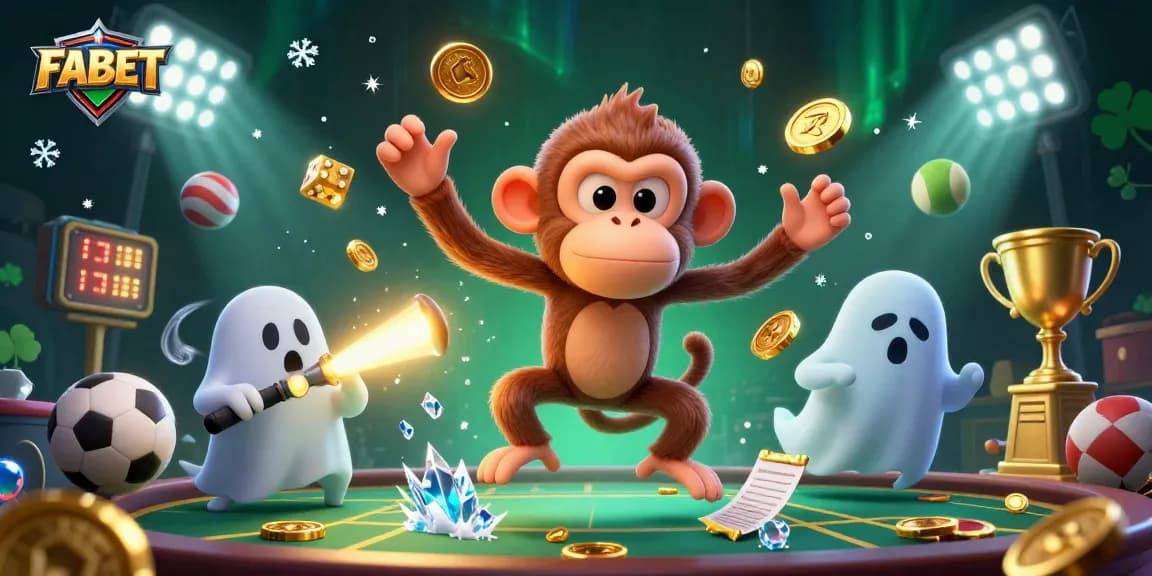 Experience thrilling FABET action with a poltergeist monkey and ghost-hunter puppy in a haunted casino.