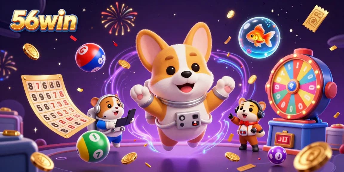 Engage with the vibrant casino environment of 56win, featuring exciting characters and thrilling gaming elements.