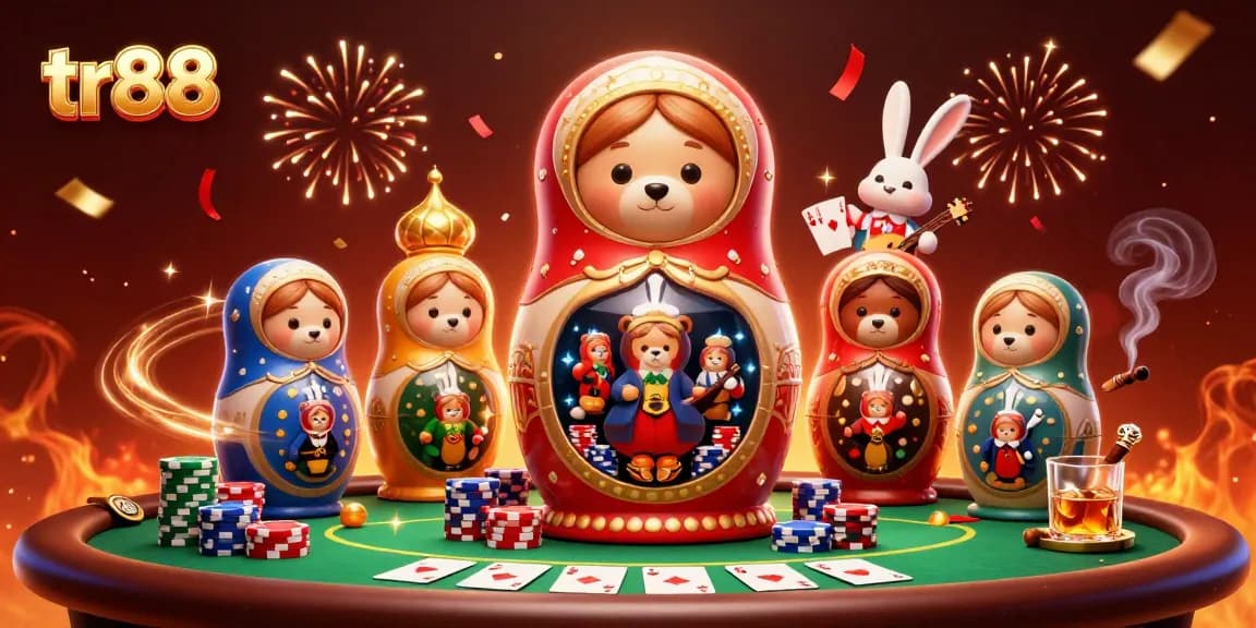 Experience the excitement of TR88 with dynamic casino elements and festive characters