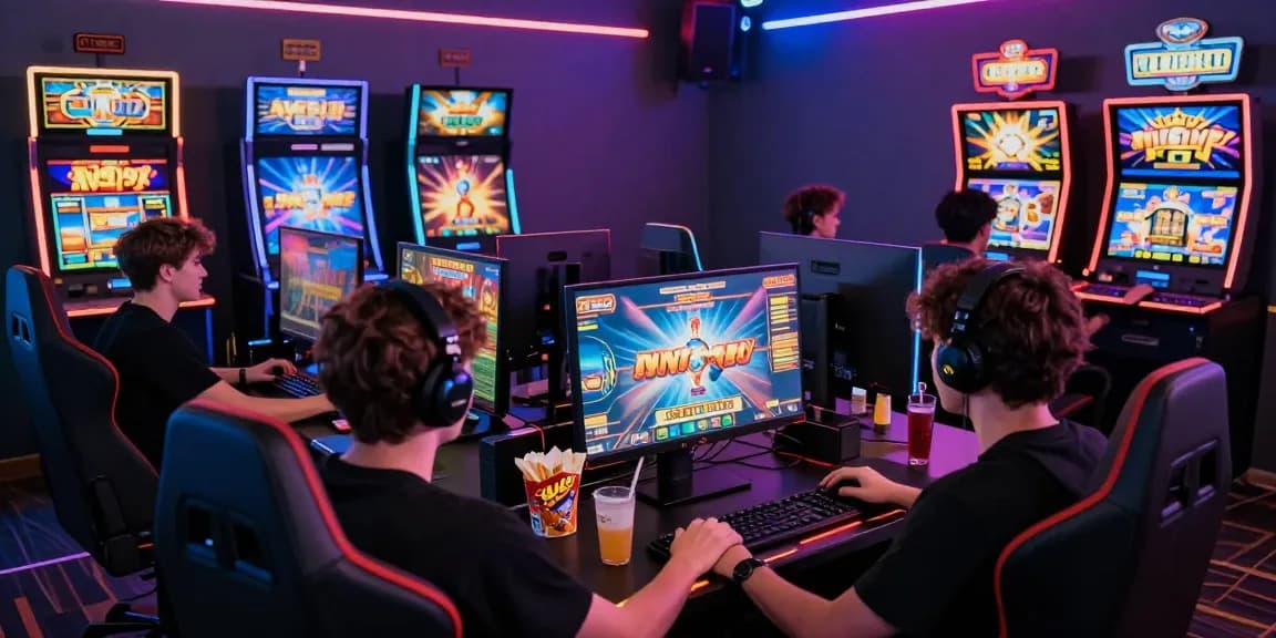 Exciting online slots gameplay scene with vibrant visuals and players engaged in gaming activity.