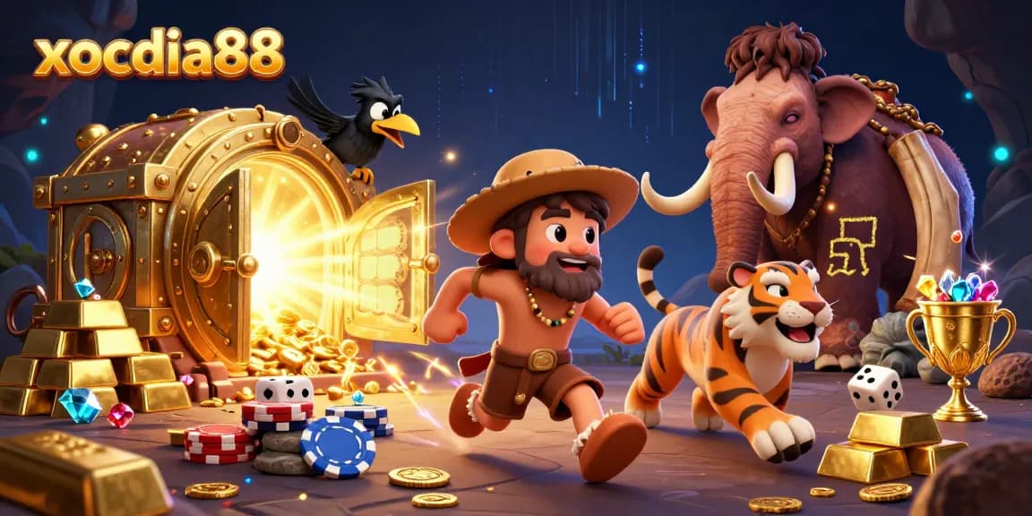 Experience excitement at xocdia88 with unique prehistoric casino games amidst treasures and vibrant energy.