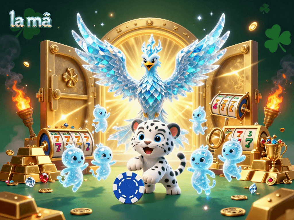 Experience thrilling gameplay at la mã with an enchanting ice phoenix surrounded by casino treasures.