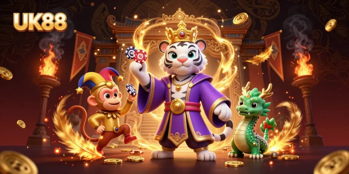 Engage with UK88's thrilling casino atmosphere featuring 3D characters and vibrant gaming elements.