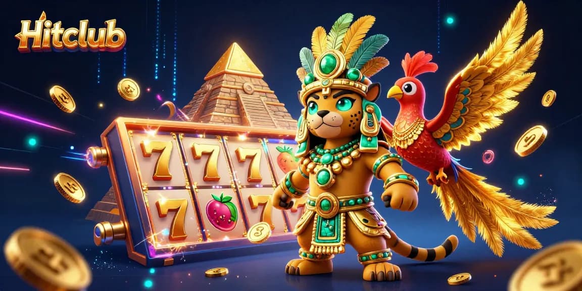 Win big at Hitclub with vibrant slot reels and dynamic casino elements in an exciting 3D scene.