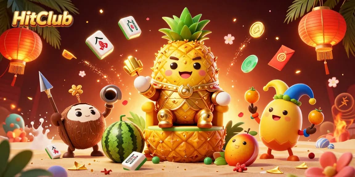 HitClub immerses players in a vibrant casino scene with 3D characters enjoying games and festivities.