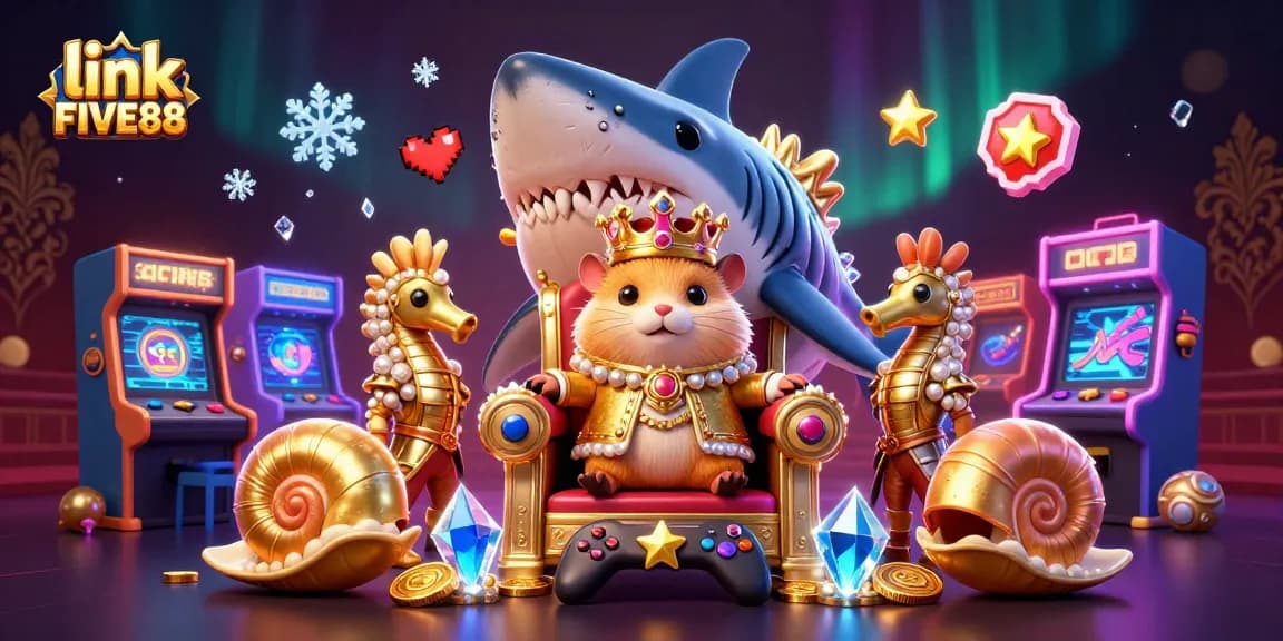 Engage with massive jackpots at link FIVE88, featuring a vibrant 3D casino-themed illustration.