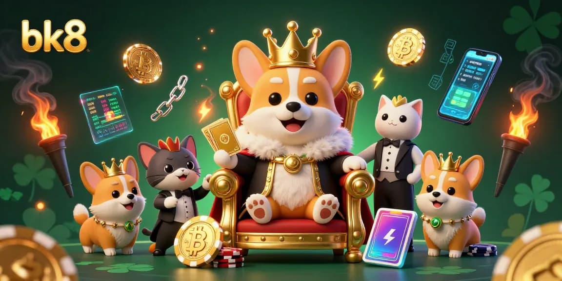 Experience the thrilling world of bk8 as corgis and currency come alive in this vibrant casino scene.