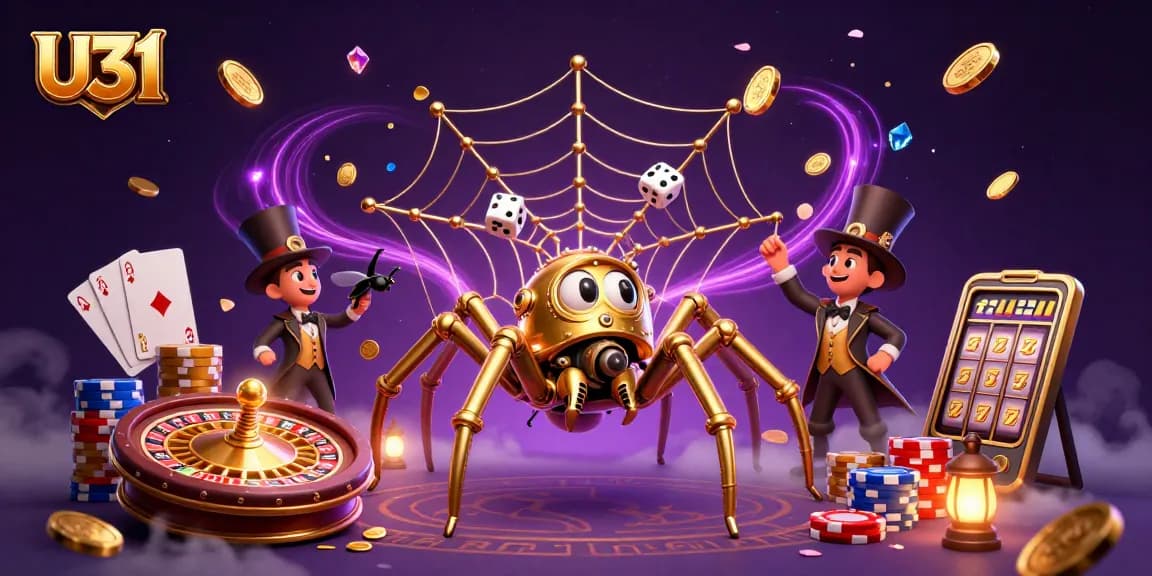 Engage with U31's captivating steampunk casino scene featuring dynamic poker elements and a whimsical ambiance.