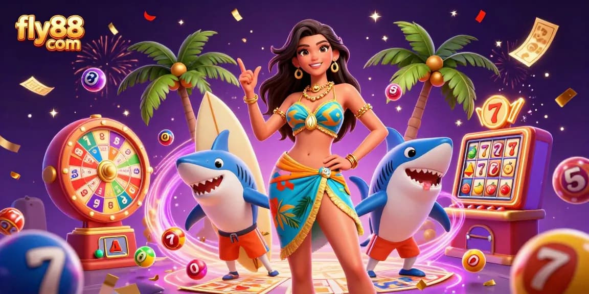 Experience the excitement of fly88 com with vibrant game elements and engaging characters in a casino setting.