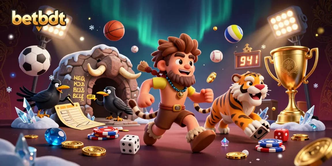 Experience thrilling gameplay with betbdt's prehistoric casino featuring caveman and sabertooth duo.