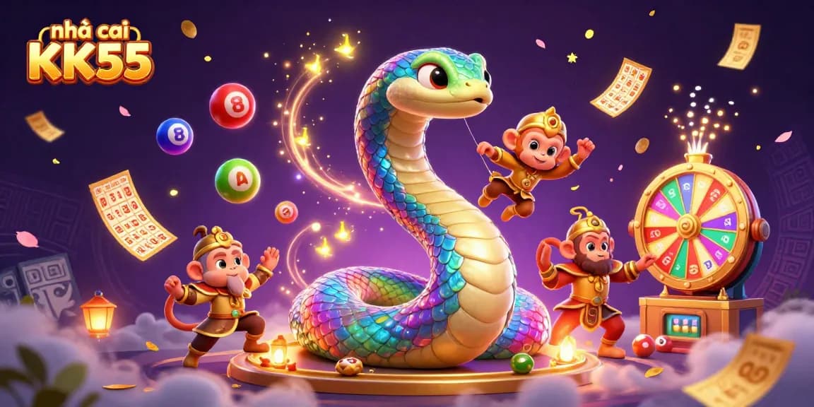 Experience exciting gameplay with nhà cái KK55, featuring vibrant characters and thrilling lottery elements.