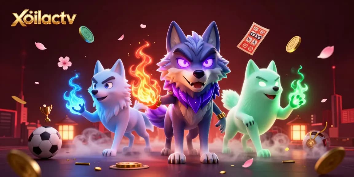 Xoilactv showcases dynamic sports betting scene with wolf characters and engaging gambling elements.
