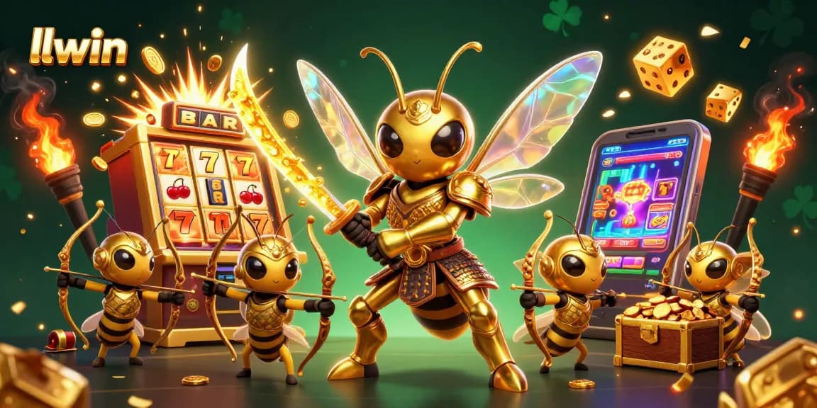 Engage in thrilling gameplay at llwin with a vibrant 3D illustration showcasing colorful slot machines and dynamic casino action.
