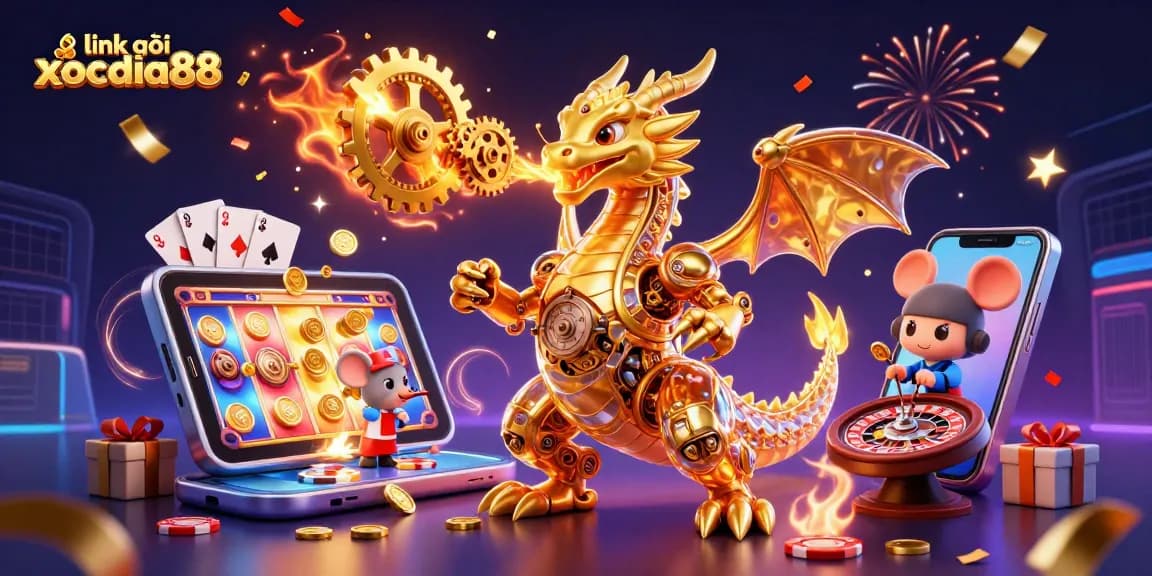 Boost your gameplay with link vào xocdia88, showcasing thrilling 3D casino elements and vibrant graphics.