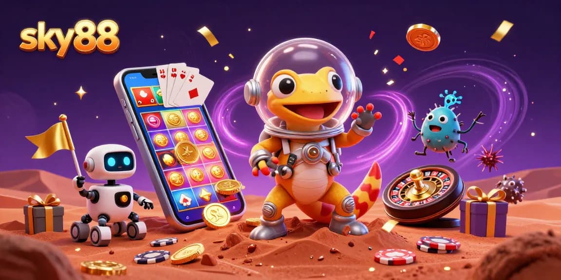 Join the Martian gecko at sky88 for a thrilling adventure discovering golden casinos filled with fun!