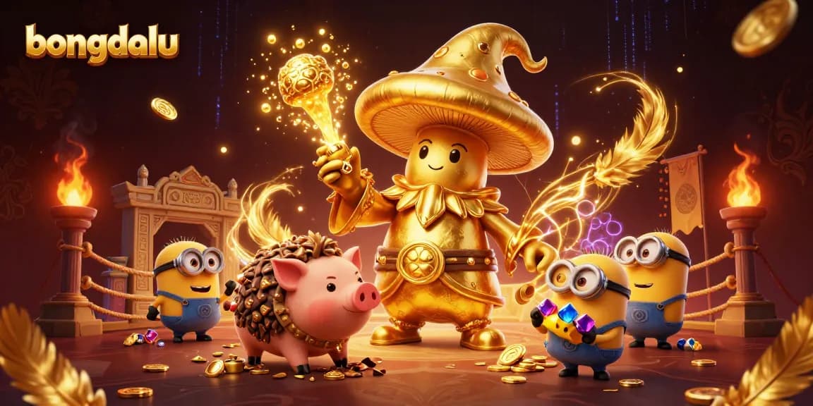Watch bongdalu transform gameplay with a magical mushroom wizard and treasure-finding familiar in a dynamic casino scene.