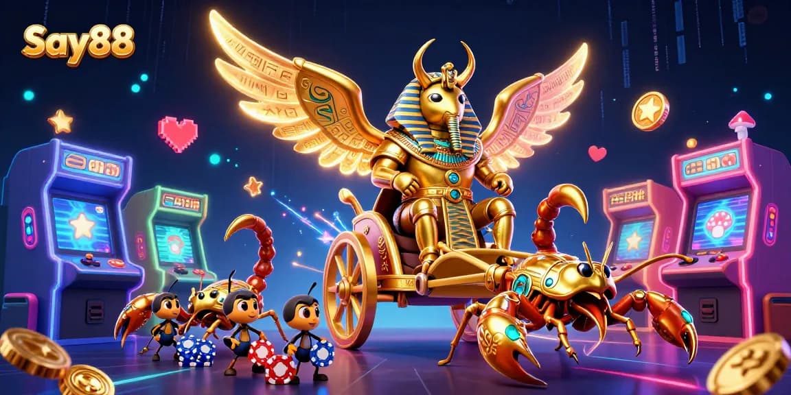 Engage in thrilling adventures with Say88 at this vibrant and captivating casino illustration.
