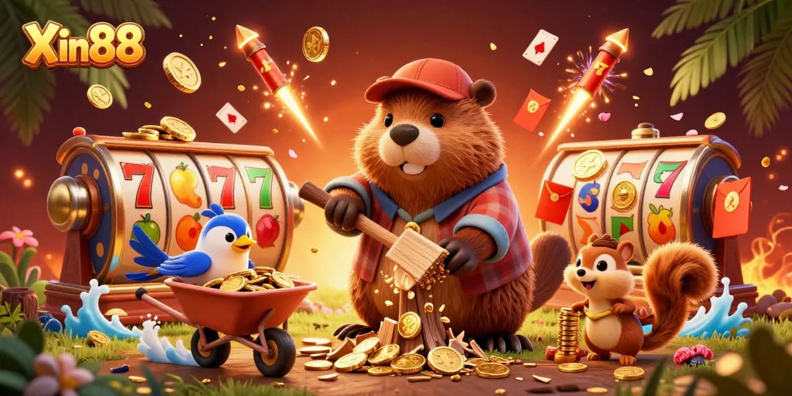 Experience the excitement of winning with Xin88’s dynamic slots scene featuring golden coins and engaging characters.