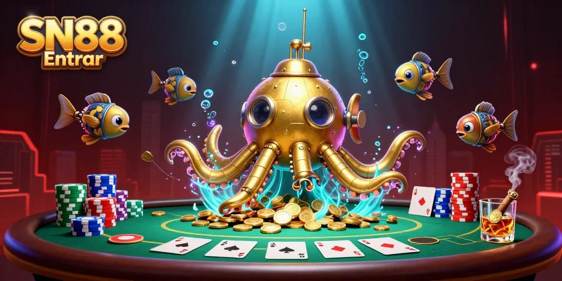 Experience thrilling action with SN88 Entrar, showcasing poker excitement and golden treasures.