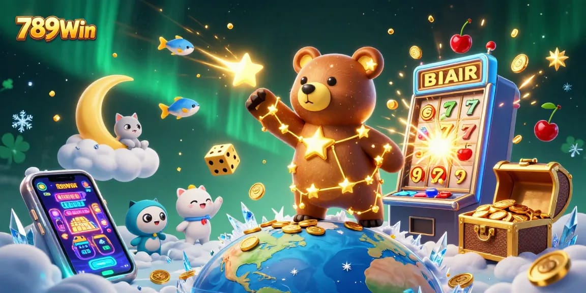 Experience the excitement at 789Win with vibrant casino scenes and dynamic gaming elements.