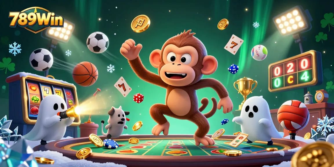 Experience exciting wins at 789Win with a vibrant casino scene featuring golden treasures.