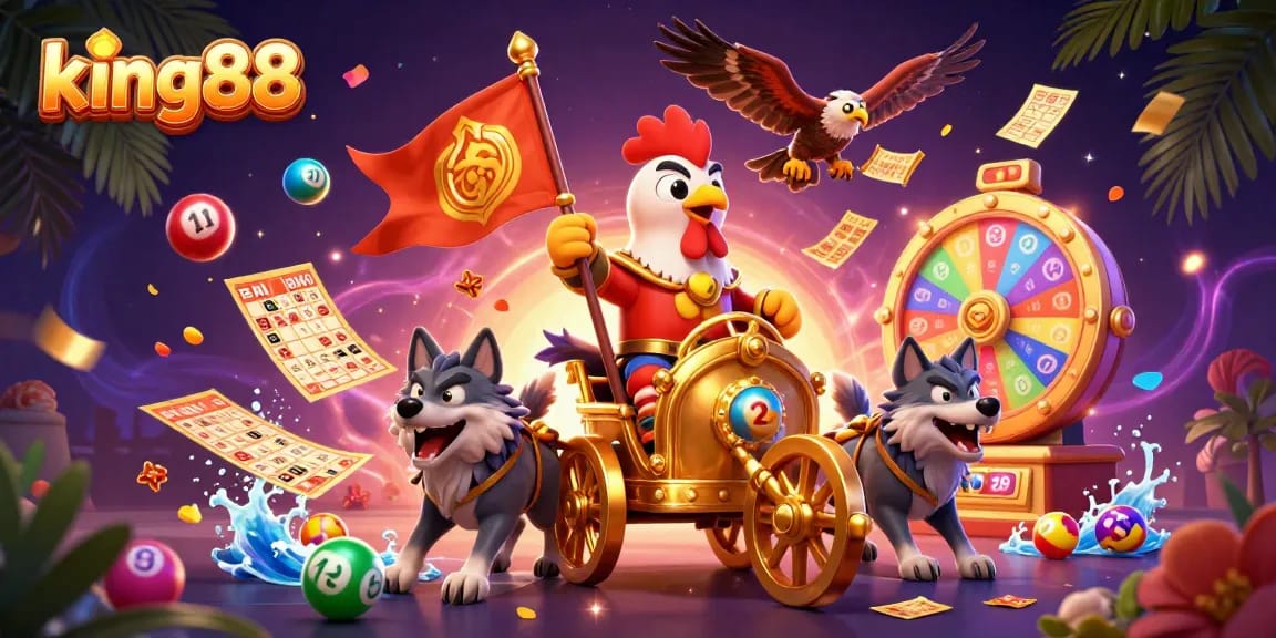 Experience thrilling jackpots with king88's vibrant 3D casino illustration showcasing exciting gaming elements.
