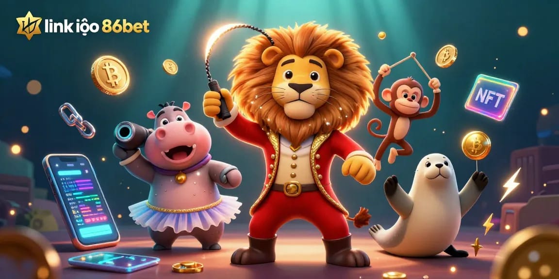 Win big with excitement at link vào 86bet, featuring colorful casino characters in a vibrant scene.