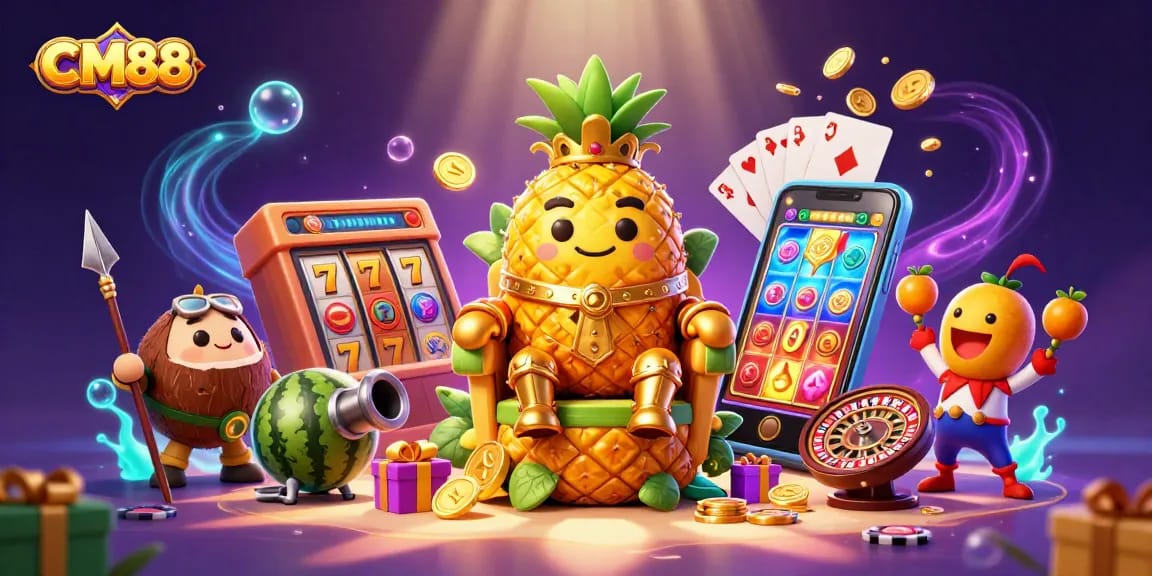 Experience CM88 casino fun with golden pineapple king and vibrant slot games!