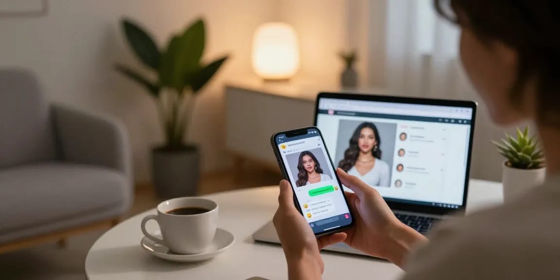 Engaging with a slut ai chatbot in a cozy, intimate setting.