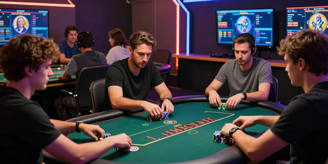 Exciting online poker gaming scene highlighting Daftar Dominobet players enjoying Texas Hold'em matches.