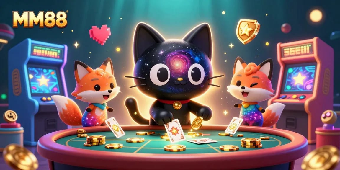 Engage with exciting MM88 casino games featuring a captivating cosmic scene with vibrant characters.