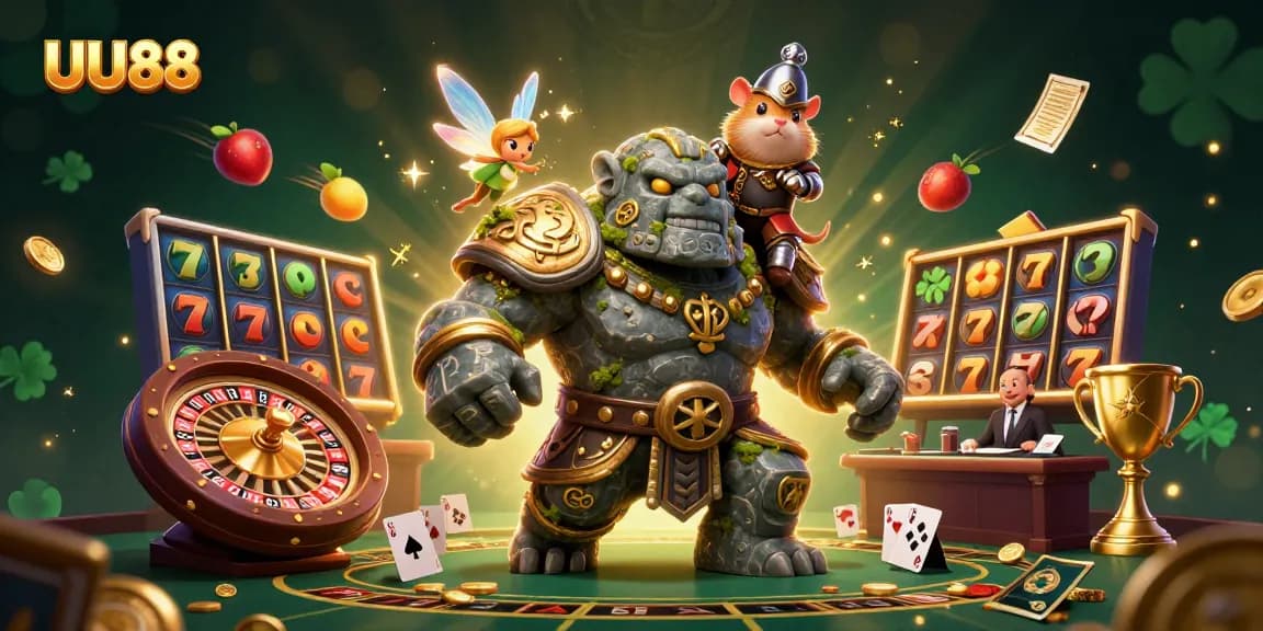 Engage in thrilling gameplay at UU88's online casino, featuring vibrant 3D characters and slots.