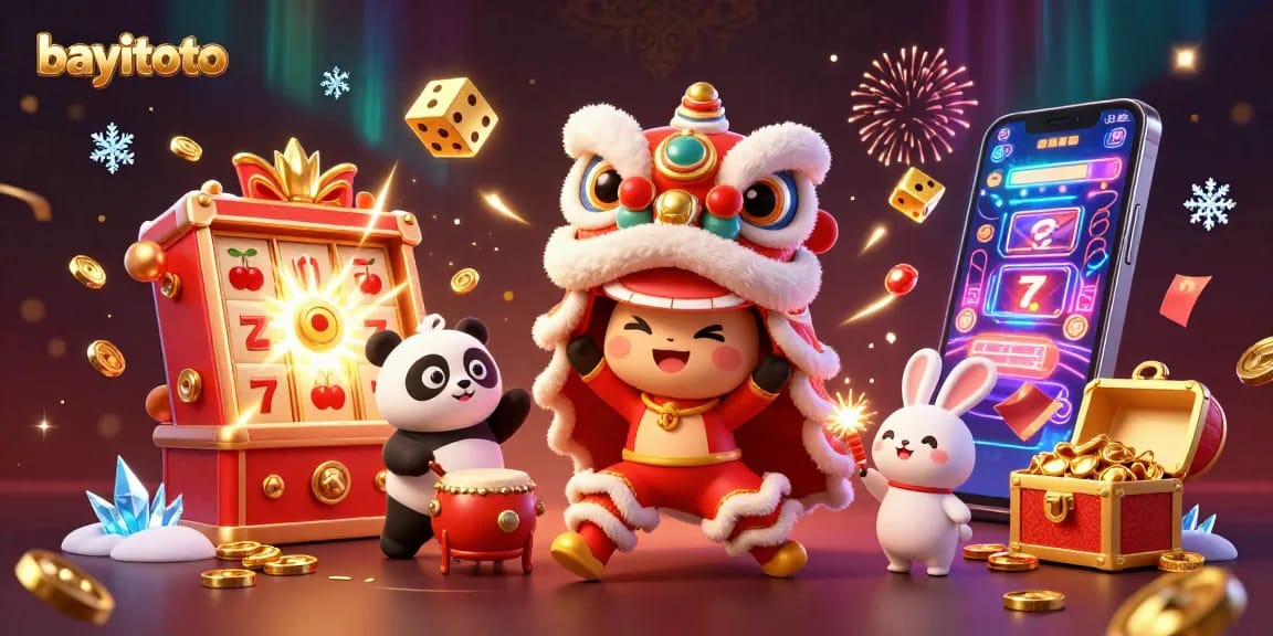Experience bayitoto's vibrant casino atmosphere through a stunning 3D illustration full of dynamic elements.