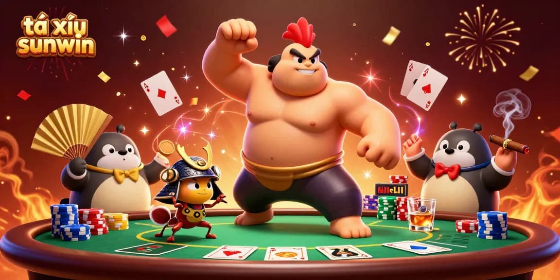 Engage in thrilling tài xỉu sunwin gaming with characters in a vibrant casino world.
