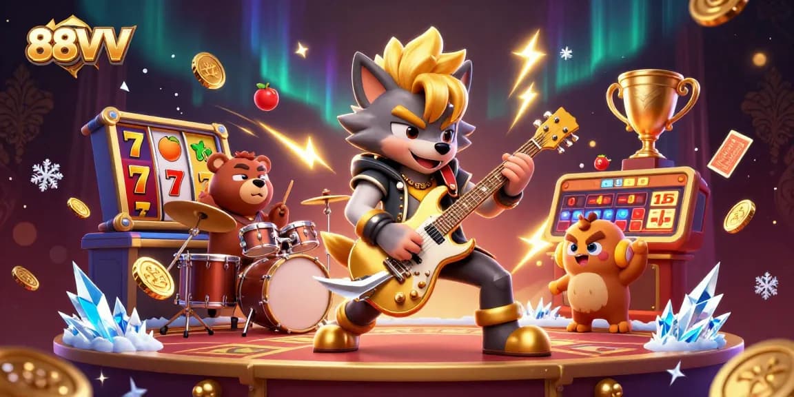 Experience thrilling gameplay at 88VV as the rock star wolf electrifies the casino stage.
