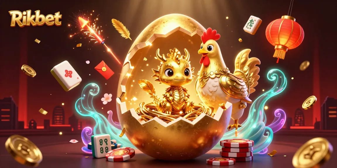 Join the fun at Rikbet with a golden dragon revealing winning poker chip treasures!