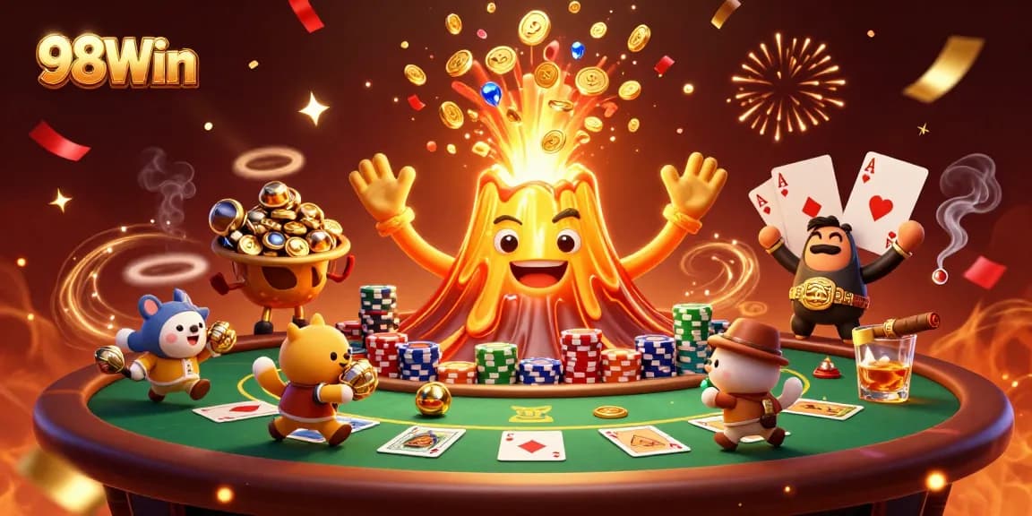 Experience the thrilling world of 98Win with golden treasures and poker excitement.