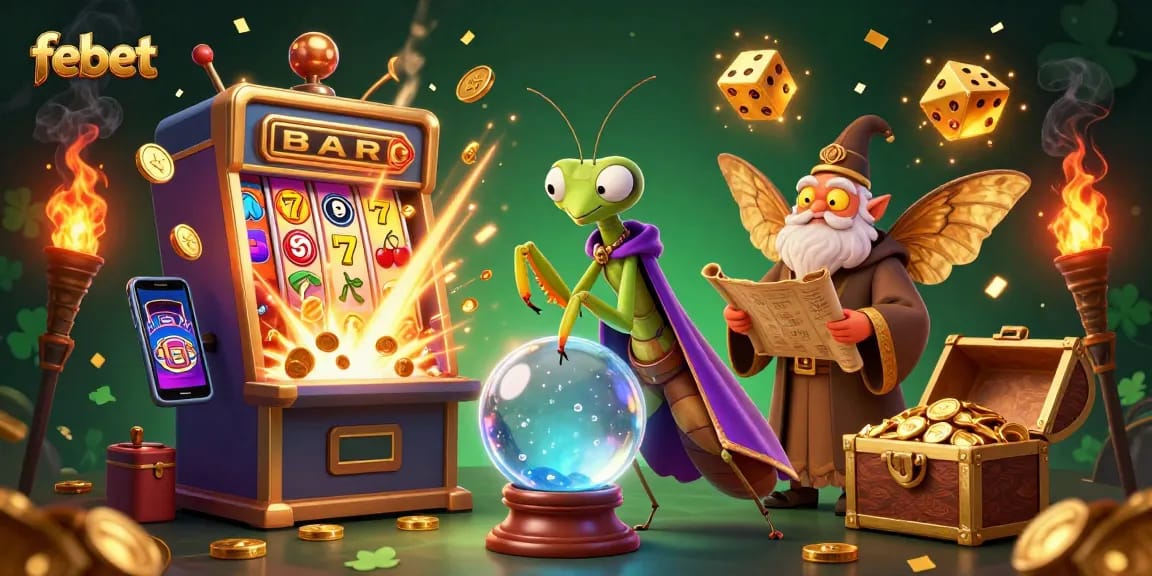 Experience thrilling wins with febet's exciting casino games, featuring vibrant slot elements and enchanting characters.