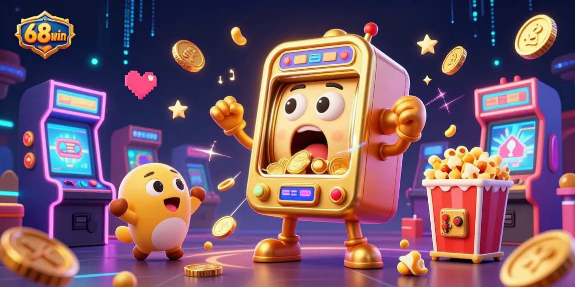 Win big with 68win's ultimate slot machine experience, featuring energetic scenes and jackpot excitement.