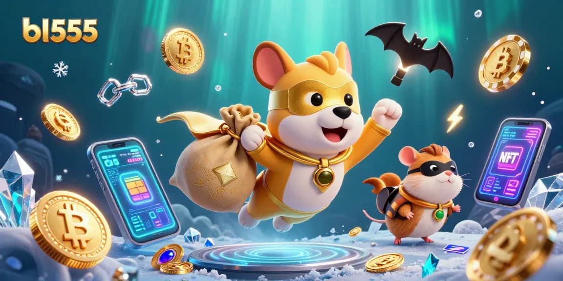 Experience gaming excitement with bl555 as a superhero dog flies with gold coins in a vibrant casino world.