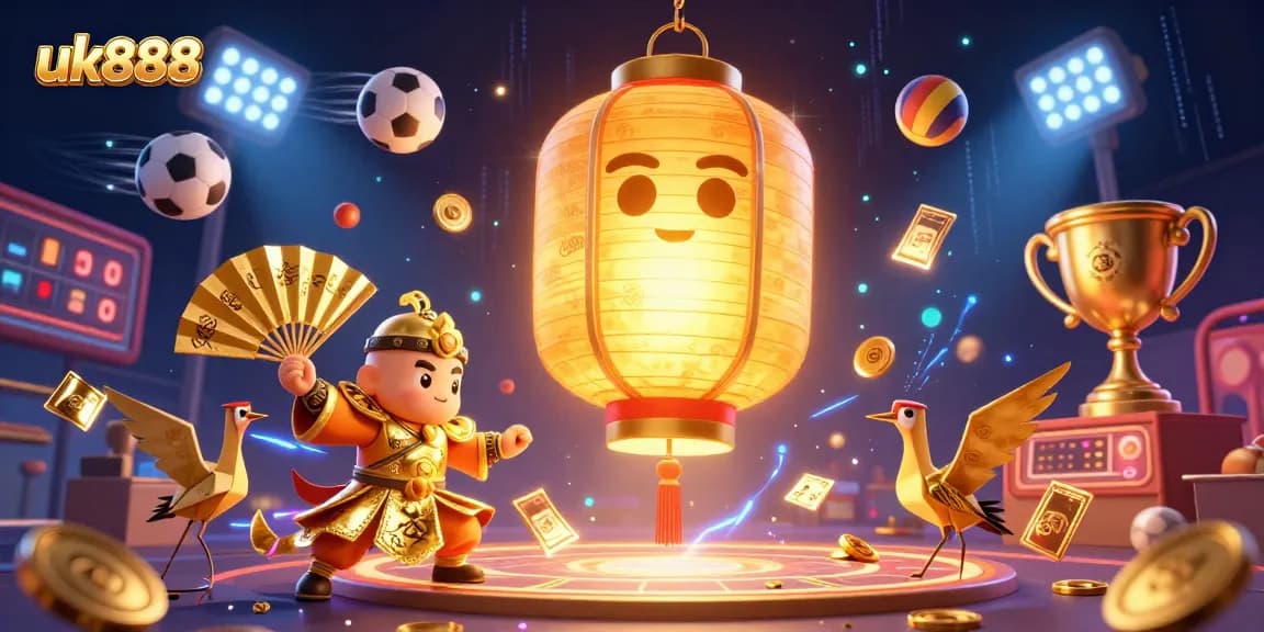 Experience the thrilling action at uk888 with colorful spirits and dynamic sports elements in a vibrant casino scene.