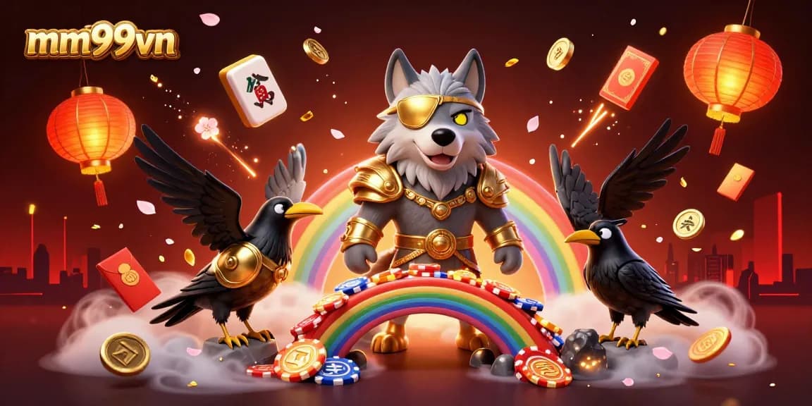 Engage in thrilling gaming at mm99vn with a vibrant 3D Norse-themed casino scene including Odin and lavish elements.