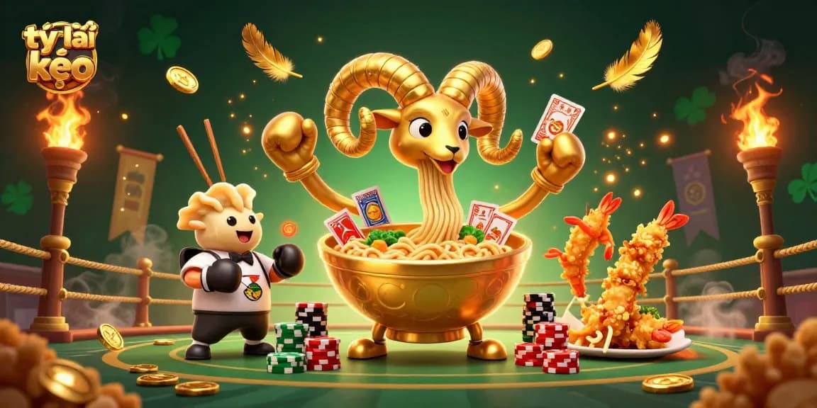 Experience tỷ lệ kèo with a vibrant 3D cartoon scene featuring unique casino characters and sports elements.