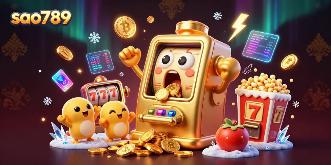 Experience the thrilling jackpot excitement with sao789's gold-themed slot machine illustration.