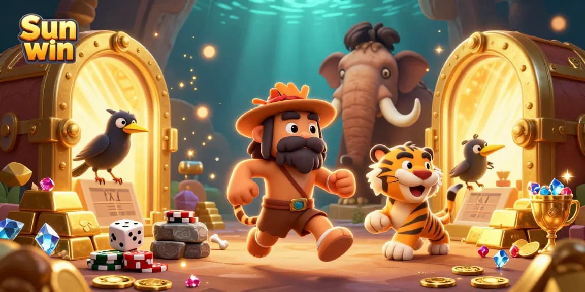 Experience the thrill of winning with Sun win in a vibrant, animated casino scene.